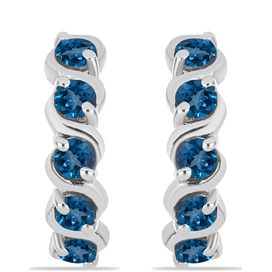 Stříbrné Náušnice s Londýnským Modrým Topazem