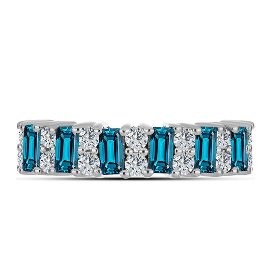 Stříbrný Prsten s Londýnským Modrým Topazem a Bílým Topazem