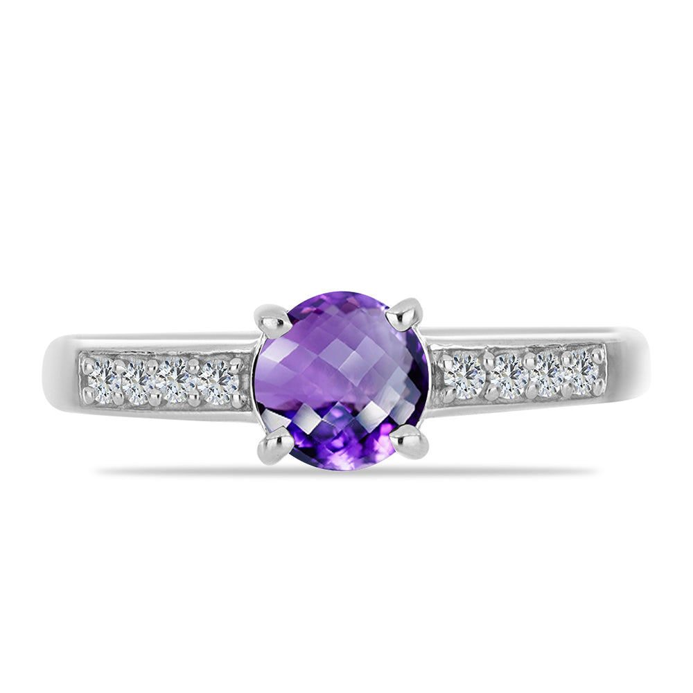 Stříbro 925/1000 - Prsten s Marockým Ametystem a Bílým Topazem - Karátové číslo: 0.91. přibližná hmotnost: 2.43 gramů 1 