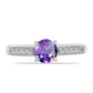 Stříbro 925/1000 - Prsten s Marockým Ametystem a Bílým Topazem - Karátové číslo: 0.91. přibližná hmotnost: 2.43 gramů