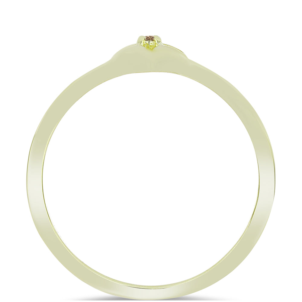 Pozlacené Stříbro 925/1000 - Prsten s Champagne Diamantem - Karátové číslo: 0.02. přibližná hmotnost: 1.45 gramů