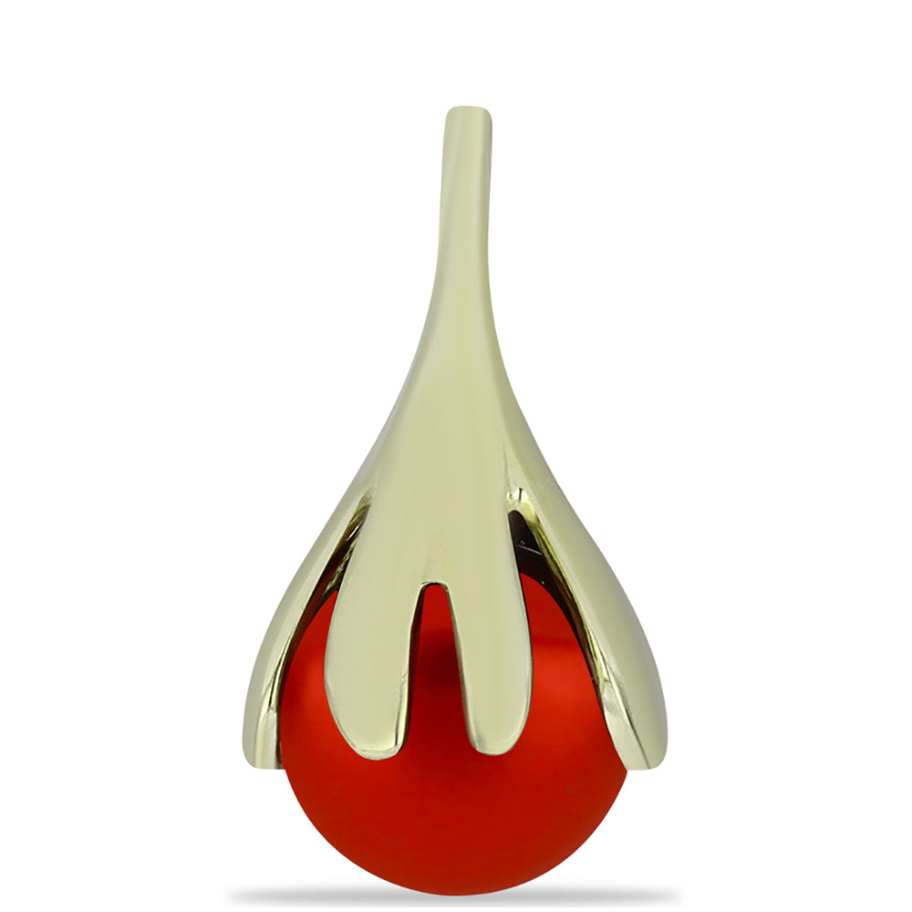 Pozlacené Stříbro 925/1000 - Přívěsek s Červená sladkovodní Perlou - Karátové číslo: 5.44. přibližná hmotnost: 2.68 gramů 1 