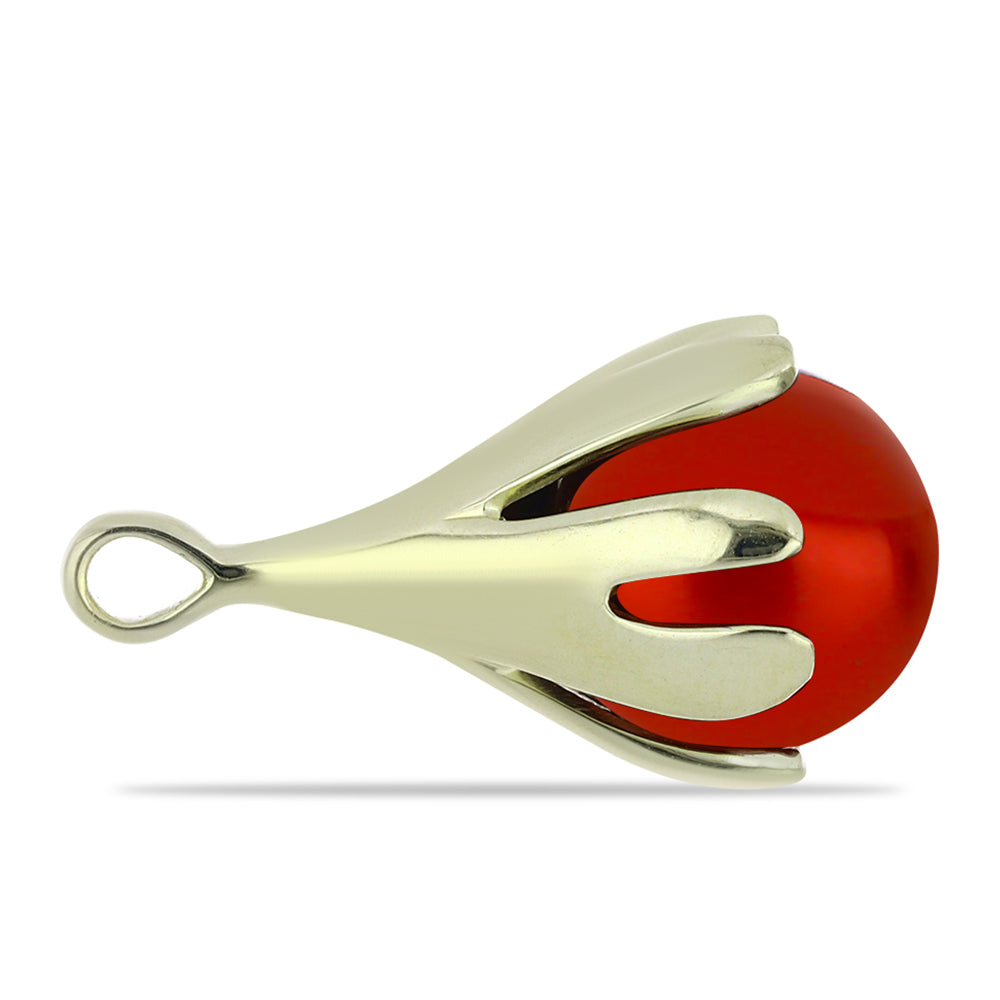 Pozlacené Stříbro 925/1000 - Přívěsek s Červená sladkovodní Perlou - Karátové číslo: 5.44. přibližná hmotnost: 2.68 gramů 2 