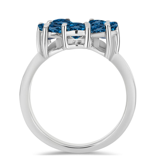 Stříbrný Prsten s Londýnským Modrým Topazem a Bílým Topazem