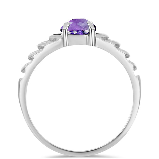 Stříbro 925/1000 Prsten s Marockým Ametystem - Karátové číslo: 1.08. přibližná hmotnost: 2.33 gramů