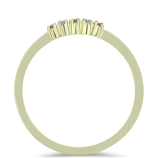 Pozlacený Stříbrný Prsten s Champagne Diamantem a Bílým Diamantem