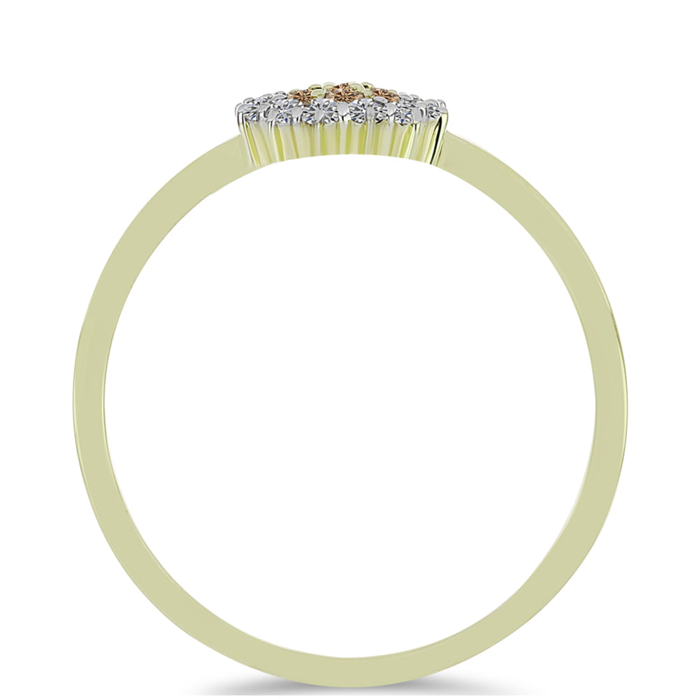 Pozlacený Stříbrný Prsten s Champagne Diamantem a Bílým Diamantem 2 