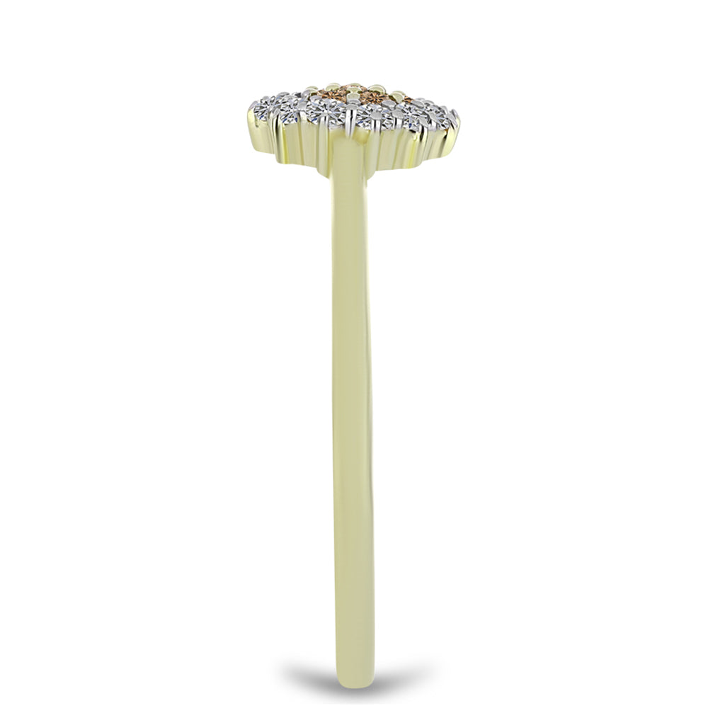 Pozlacený Stříbrný Prsten s Champagne Diamantem a Bílým Diamantem 4 