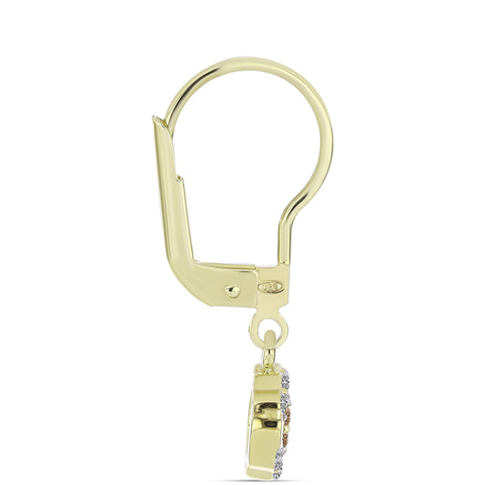 Pozlacené Stříbrné Náušnice s Champagne Diamantem a Bílým Diamantem