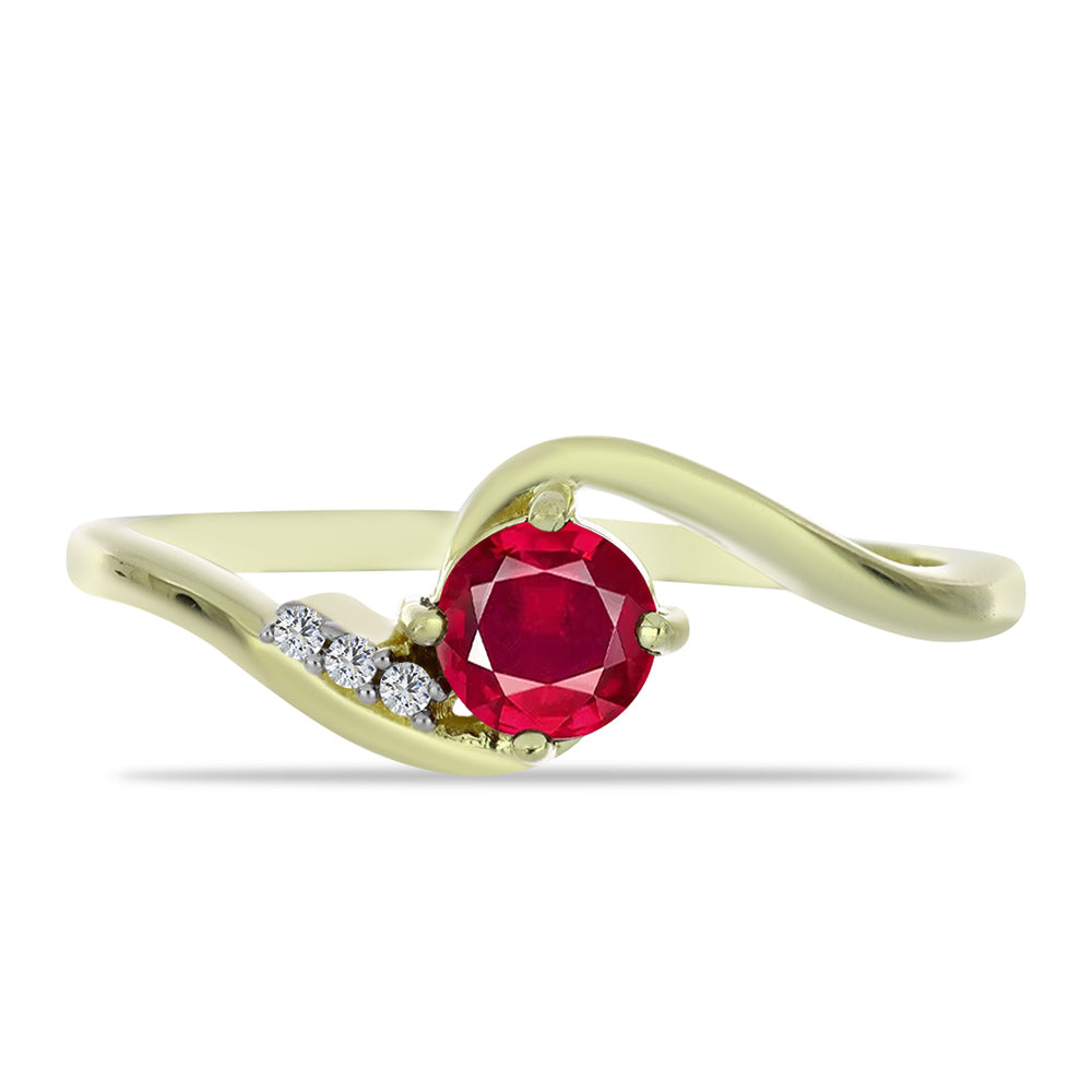 Pozlacené Stříbro 925/1000 - Prsten s Madagaskarským Rubínem a Bílým Topazem - Karátové číslo: 0.83. přibližná hmotnost: 2.19 gramů 1 