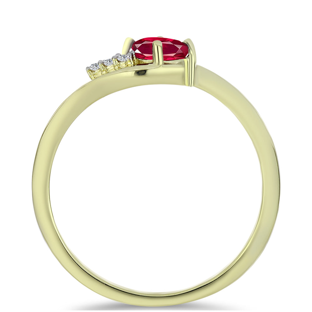 Pozlacené Stříbro 925/1000 - Prsten s Madagaskarským Rubínem a Bílým Topazem - Karátové číslo: 0.83. přibližná hmotnost: 2.19 gramů 2 