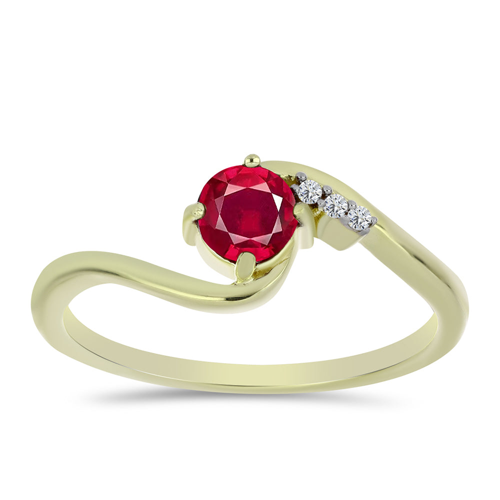 Pozlacené Stříbro 925/1000 - Prsten s Madagaskarským Rubínem a Bílým Topazem - Karátové číslo: 0.83. přibližná hmotnost: 2.19 gramů 3 