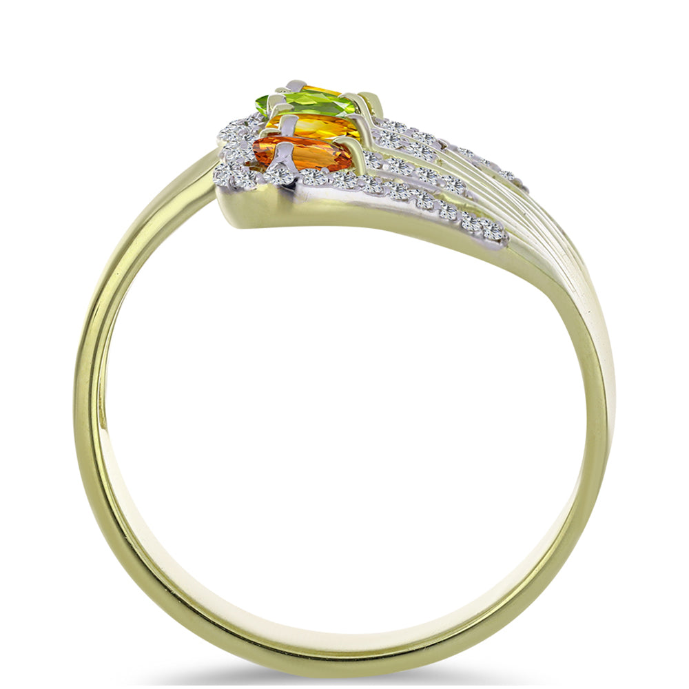 Pozlacené stříbro 925/1000 Prsten s Roseberským Duhovým Safírem a Bílým Topazem - Karátové číslo: 1.55. přibližná hmotnost: 4.94 gramů 2 