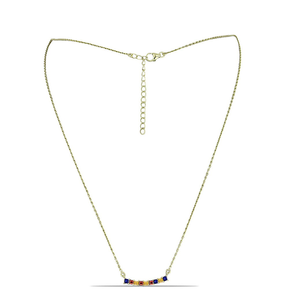 Pozlacený Stříbrný Náhrdelník s Roseberským Duhovým Safírem