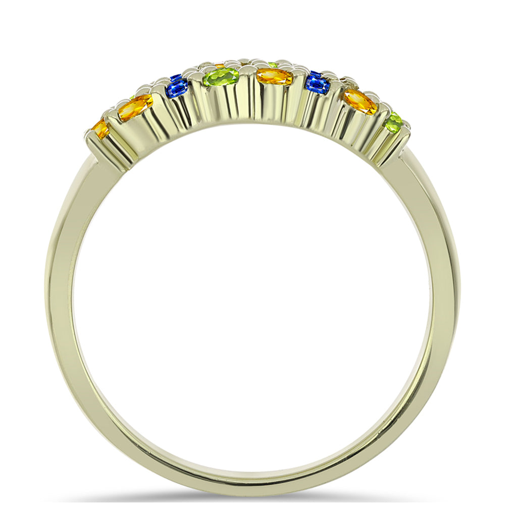 Pozlacený Stříbrný Prsten s Roseberským Duhovým Safírem