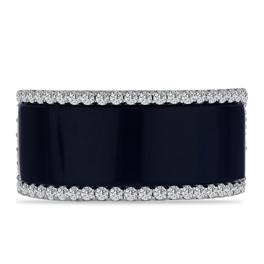 Pozlacené stříbro 925/1000 Prsten s Černým Suwarským Onyxem a Bílým Topazem - Karátové číslo: 6.31. přibližná hmotnost: 8.04 gramů 2 