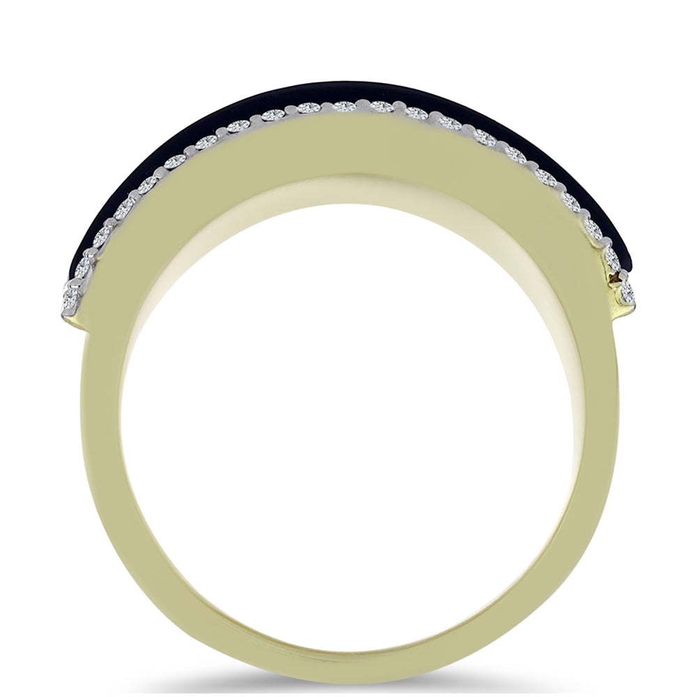 Pozlacené stříbro 925/1000 Prsten s Černým Suwarským Onyxem a Bílým Topazem - Karátové číslo: 6.31. přibližná hmotnost: 8.04 gramů 3 