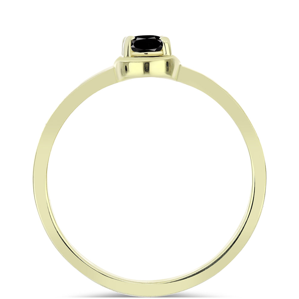 Pozlacené Stříbro 925/1000 - Prsten s Černým Suwarským Onyxem - Karátové číslo: 0.47. přibližná hmotnost: 2.17 gramů 2 