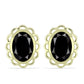 Pozlacené Stříbro 925/1000 - Náušnice s Černým Suwarským Onyxem - Karátové číslo: 13.81. přibližná hmotnost: 7.89 gramů