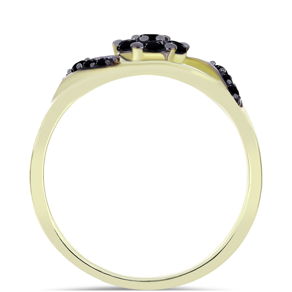 Pozlacené Stříbro 925/1000 - Prsten s Černým Suwarským Onyxem - Karátové číslo: 0.42. přibližná hmotnost: 2.1 gramů 2 