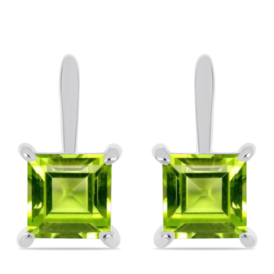 Stříbro 925/1000 Náušnice s Čchang-pajským Peridotem - Karátové číslo: 2.51. přibližná hmotnost: 3.17 gramů