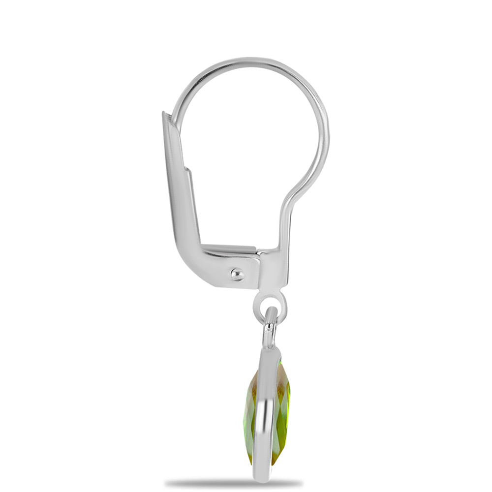 Stříbro 925/1000 Náušnice s Čchang-pajským Peridotem - Karátové číslo: 2.62. přibližná hmotnost: 1.59 gramů