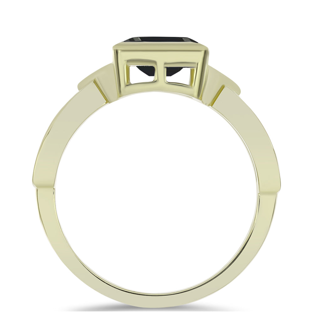 Pozlacený Stříbrný Prsten s Černým Suwarským Onyxem