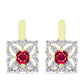 Pozlacené Stříbrné Náušnice s Madagaskarským Rubínem a Bílým Topazem