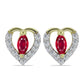 Pozlacené Stříbro 925/1000 - Náušnice s Madagaskarským Rubínem a Bílým Topazem - Karátové číslo: 0.6. přibližná hmotnost: 1.54 gramů