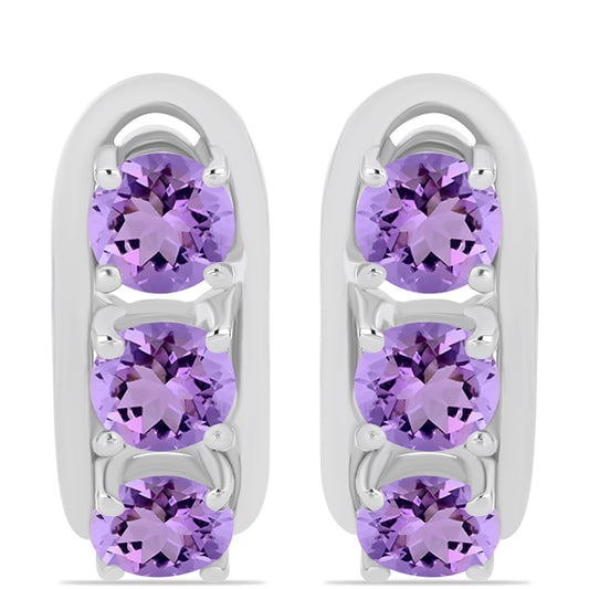 Stříbro 925/1000 Náušnice s Rose de France Ametystem - Karátové číslo: 2.6. přibližná hmotnost: 6.01 gramů