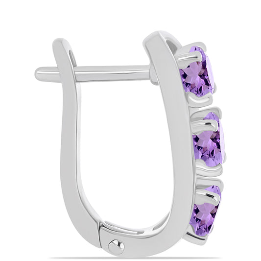 Stříbro 925/1000 Náušnice s Rose de France Ametystem - Karátové číslo: 2.6. přibližná hmotnost: 6.01 gramů