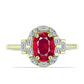 Pozlacený Stříbrný Prsten s Madagaskarským Rubínem a Bílým Zirkonem