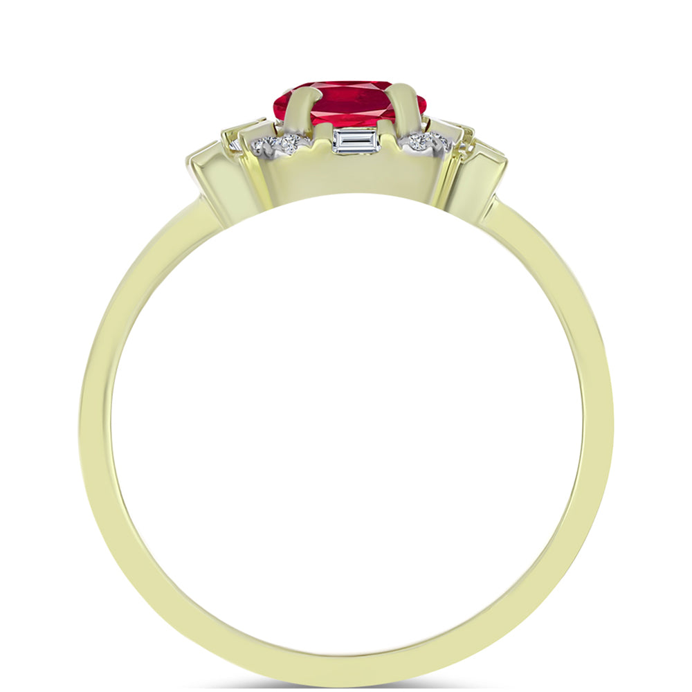 Pozlacený Stříbrný Prsten s Madagaskarským Rubínem a Bílým Zirkonem 2 