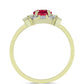 Pozlacený Stříbrný Prsten s Madagaskarským Rubínem a Bílým Zirkonem