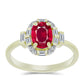 Pozlacený Stříbrný Prsten s Madagaskarským Rubínem a Bílým Zirkonem