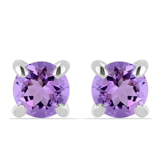 Stříbro 925/1000 - Náušnice s Rose de France Ametystem - Karátové číslo: 0.86. přibližná hmotnost: 1.34 gramů