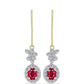 Pozlacené Stříbro 925/1000 - Náušnice s Madagaskarským Rubínem a Bílým Topazem - Karátové číslo: 1.71. přibližná hmotnost: 2.66 gramů