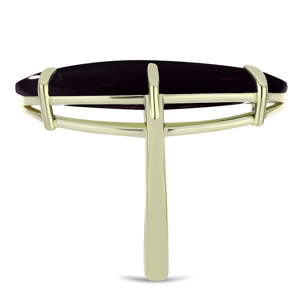 Pozlacené Stříbro 925/1000 - Prsten s Černým Suwarským Onyxem - Karátové číslo: 16.74. přibližná hmotnost: 6.5 gramů 4 