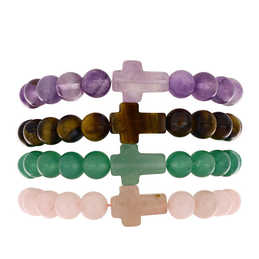 Kříž Nugetová Sada s Marockým Ametystem a Tygřím Okem ( Náramek )