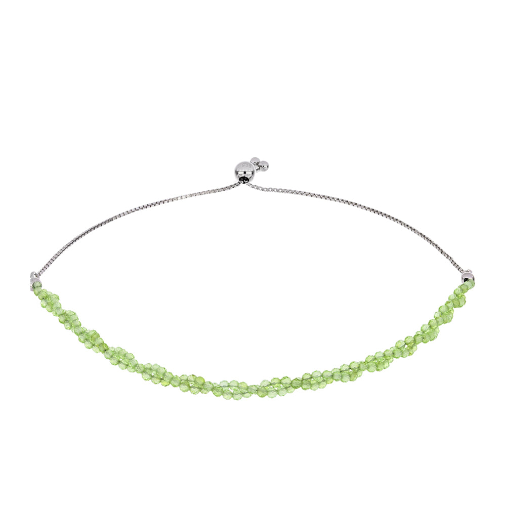 Stříbrný Náramek s Čchang-pajským Peridotem 1 