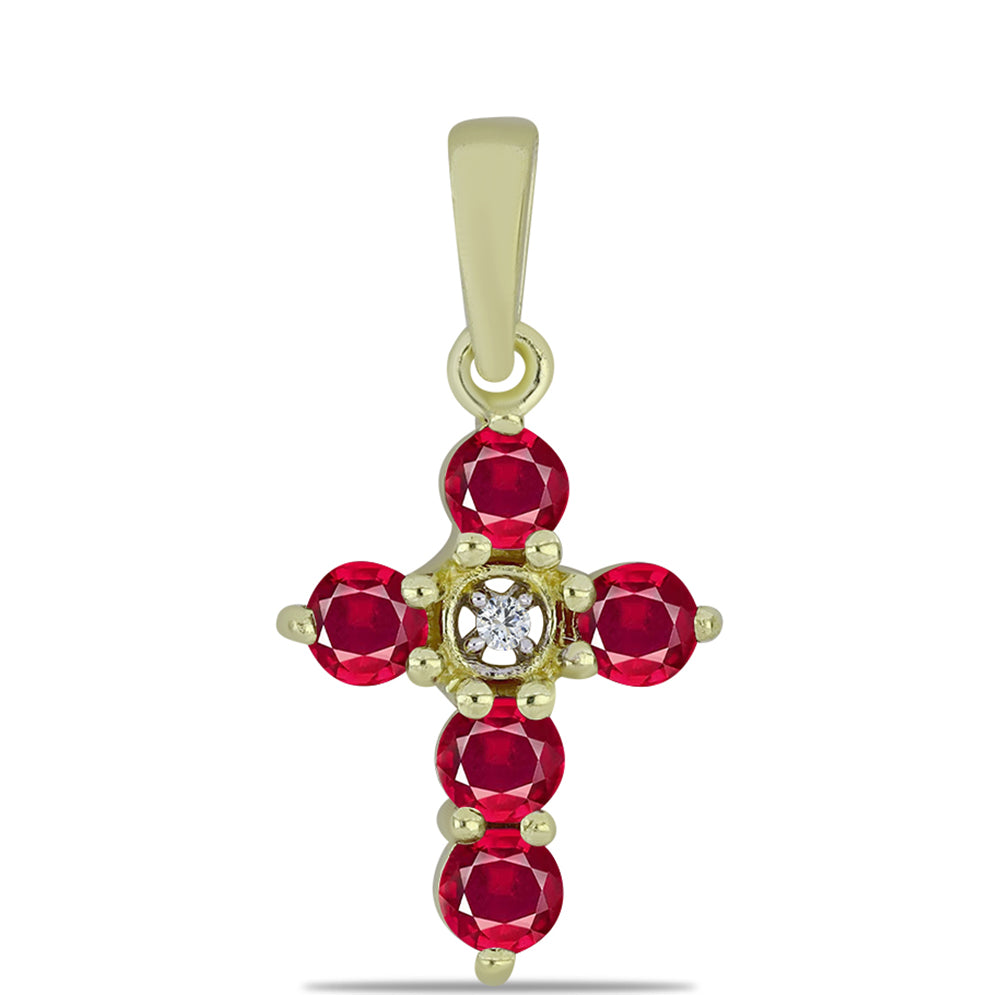 Pozlacené Stříbro 925/1000 - Přívěsek s Madagaskarským Rubínem a Bílým Topazem - Karátové číslo: 0.78. přibližná hmotnost: 1.1 gramů 1 