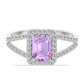 Stříbro 925/1000 - Prsten s Rose de France Ametystem a Bílým Topazem - Karátové číslo: 1.97. přibližná hmotnost: 2.96 gramů