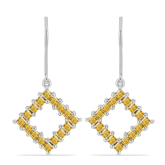 Stříbro 925/1000 - Náušnice s Uralským Citrínem - Karátové číslo: 1.65. přibližná hmotnost: 3.42 gramů