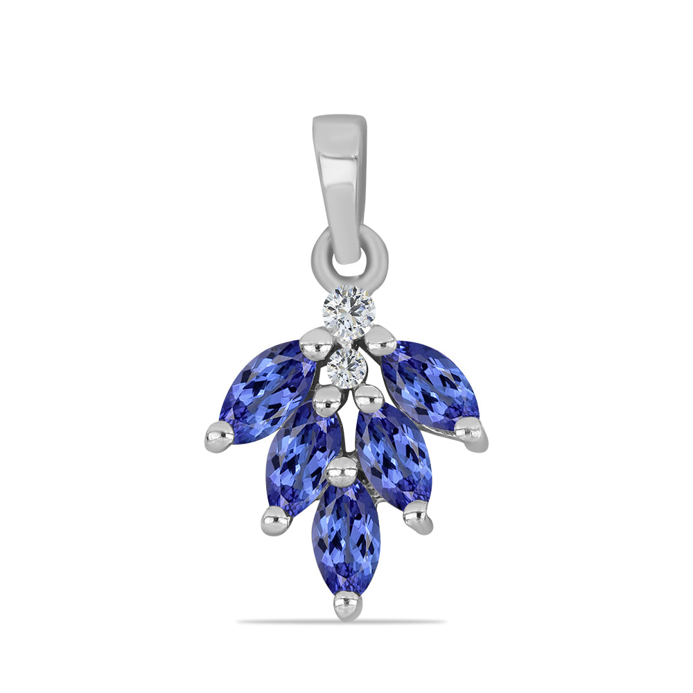 Stříbro 925/1000 - Přívěsek s Tanzanitem a Bílým Topazem - Karátové číslo: 0.72. přibližná hmotnost: 1.12 gramů