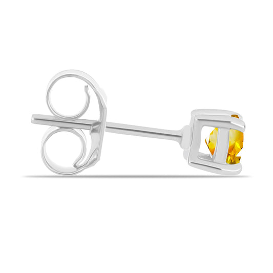 Stříbro 925/1000 - Náušnice s Uralským Citrínem - Karátové číslo: 0.45. přibližná hmotnost: 0.96 gramů