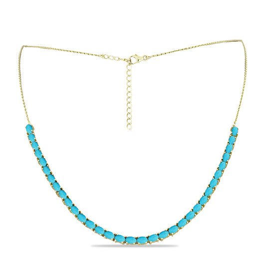 Pozlacený Stříbrný Náhrdelník s Tyrkysem Sleeping Beauty
