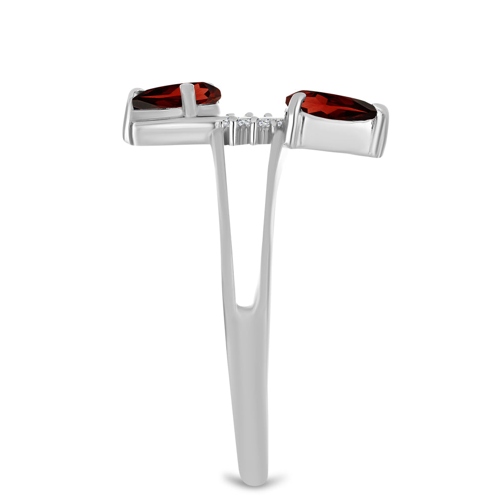 Stříbro 925/1000 - Prsten s Bartonským Granátem a Bílým Topazem - Karátové číslo: 1.01. přibližná hmotnost: 2.55 gramů 4 