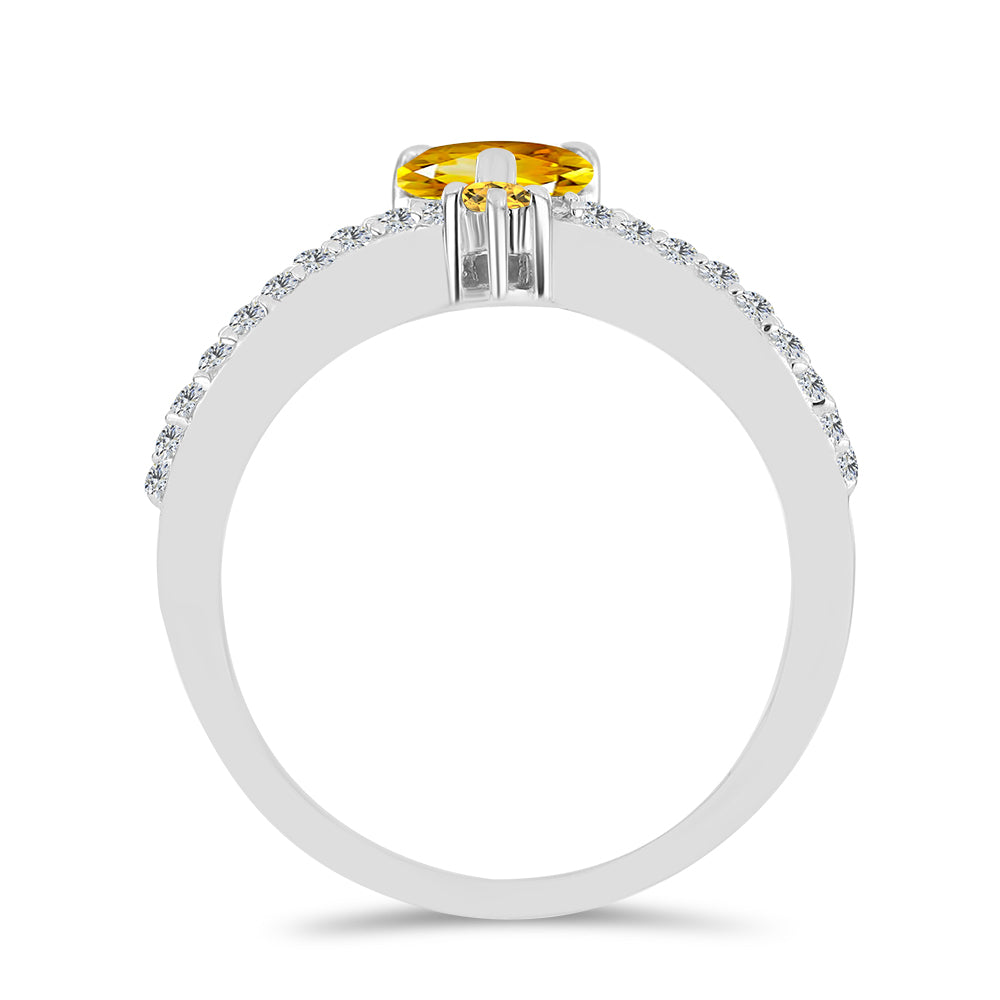 Stříbro 925/1000 - Prsten s Uralským Citrínem a Bílým Topazem - Karátové číslo: 1.11. přibližná hmotnost: 3.13 gramů 2 