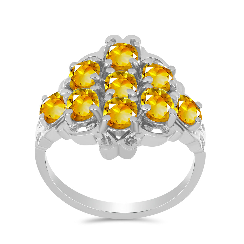 Stříbro 925/1000 - Prsten s Uralským Citrínem - Karátové číslo: 2.79. přibližná hmotnost: 4.47 gramů