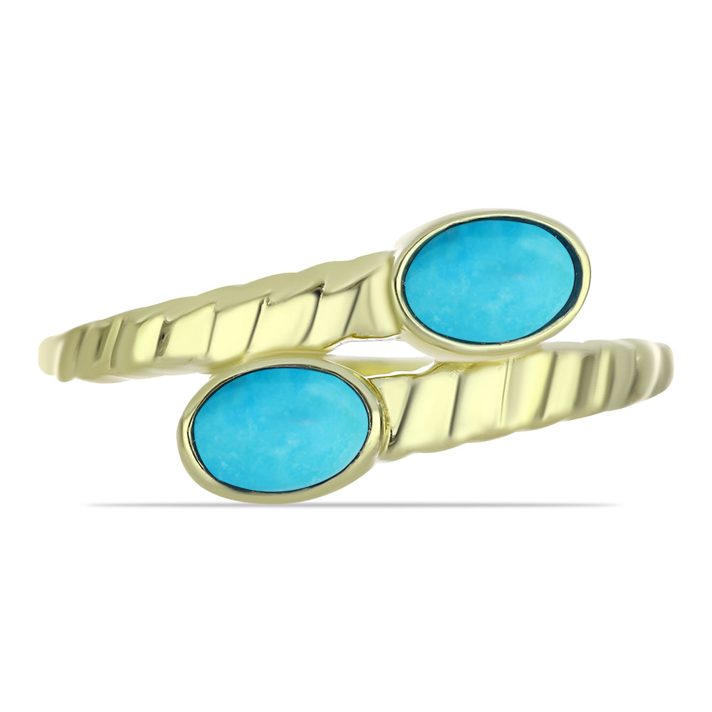 Pozlacené Stříbro 925/1000 - Prsten s Tyrkysem Sleeping Beauty - Karátové číslo: 0.81. přibližná hmotnost: 3.32 gramů 1 